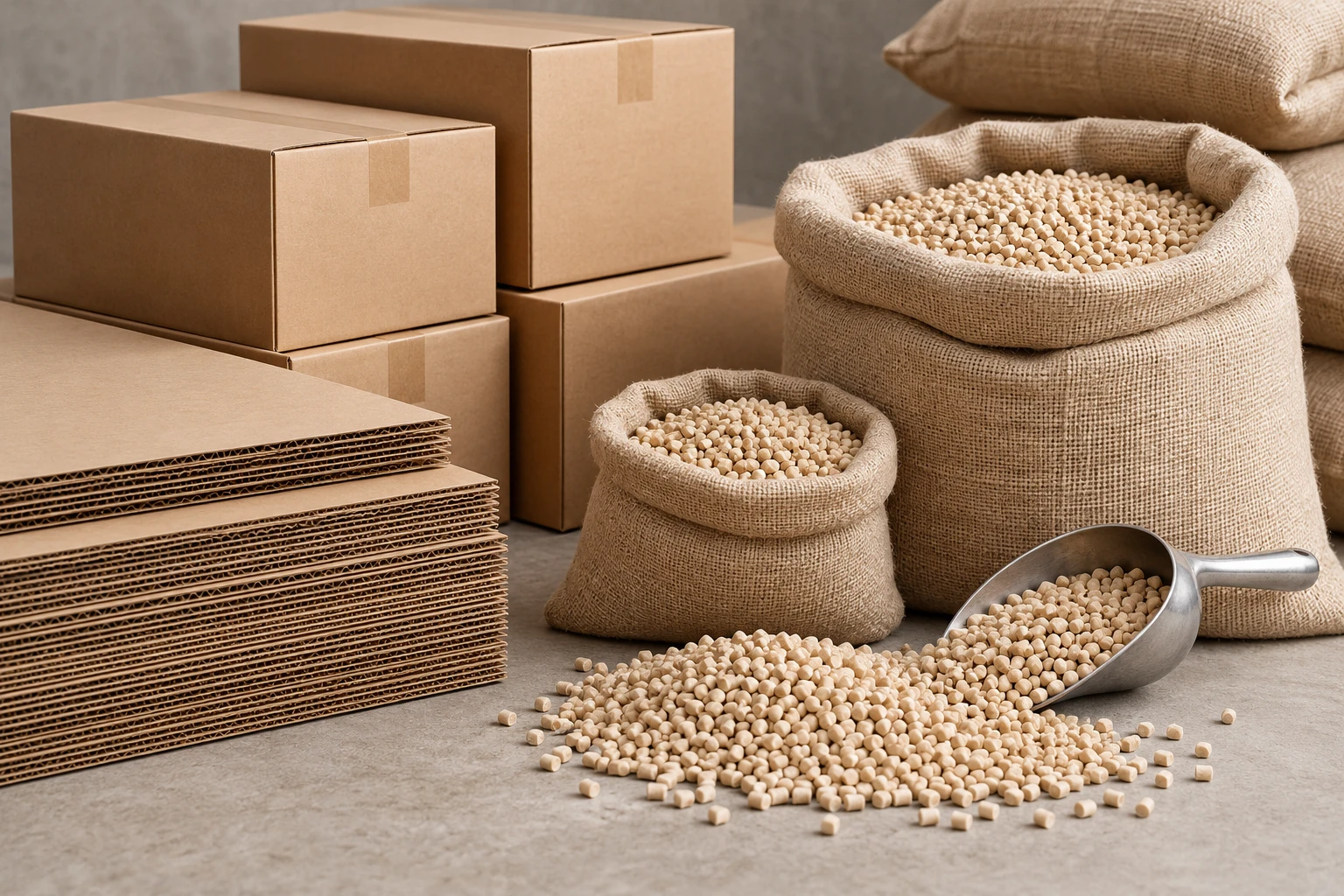 Cajas, cartón y materias primas